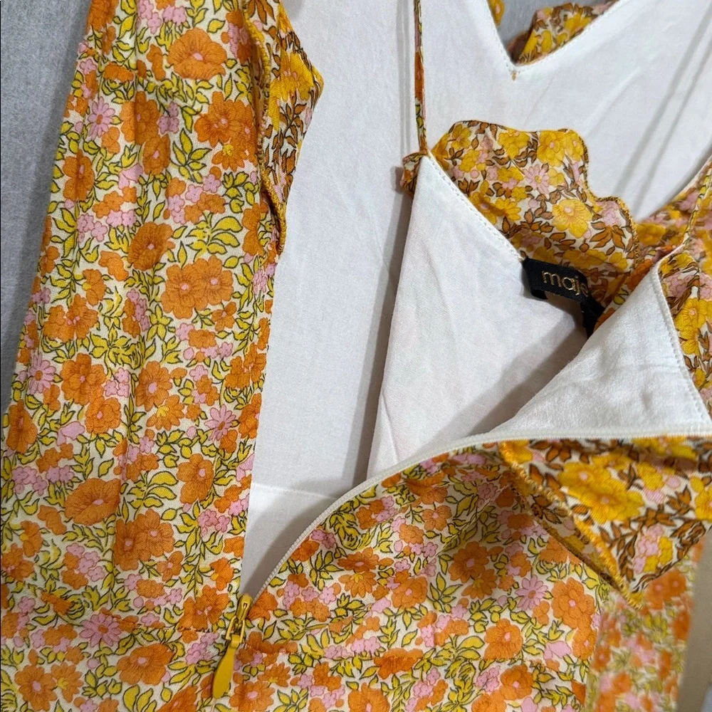 MAJE Rissol Floral Ruffle Sleeveless Cotton Dress US Size Small - Picture 10 of 16